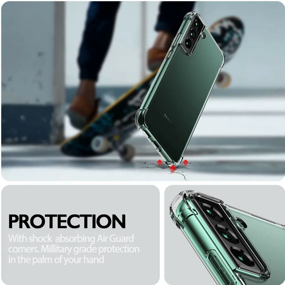 Clear Shockproof Phone Case for Samsung Galaxy S22 Plus Ultra 5G Transparent Silicone Case for Samsung S21 FE Back Cover 2022