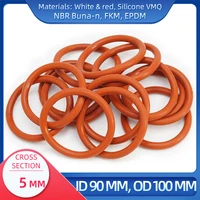 O Ring CS 5 mm ID 90 mm OD 100 mm Material With Silicone VMQ NBR FKM EPDM ORing Seal Gask
