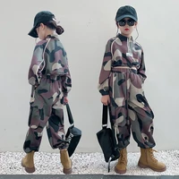 2022 new girls street dance trendy clothes hip hop suit camouflage performance girl jazz dance clothes childrens clothing