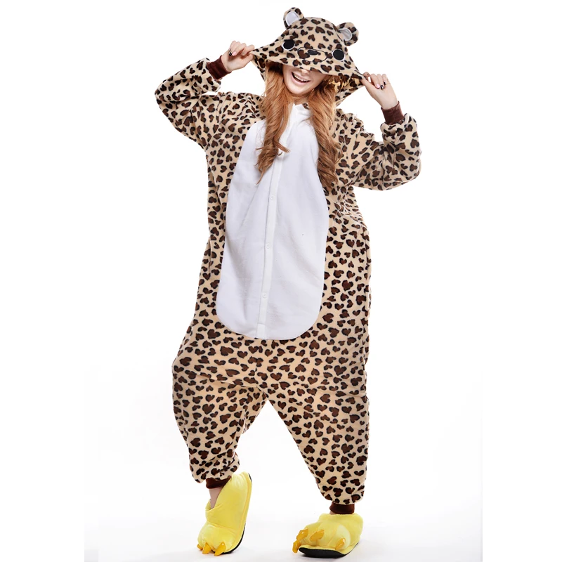 

Леопардовый медведь унисекс Женские Пижамы Косплей комбинезоны мультфильм взрослая цельная Пижама с животными пижамы Рождественский Кост...