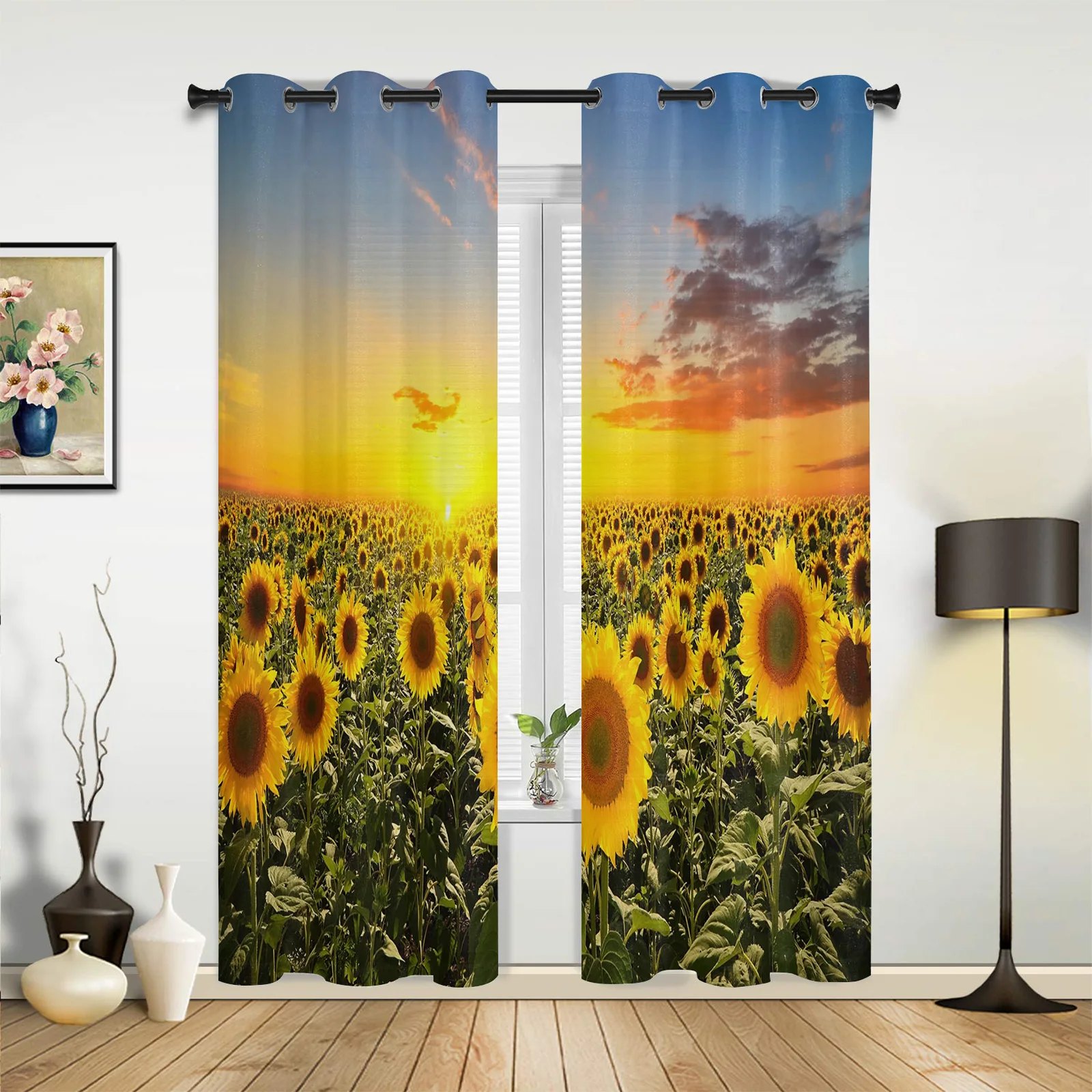 

Sunflowers Bloom Garden Flower Curtains for Bedroom Living Room Drapes Kitchen Children's Room Window Curtain Modern Home Decor