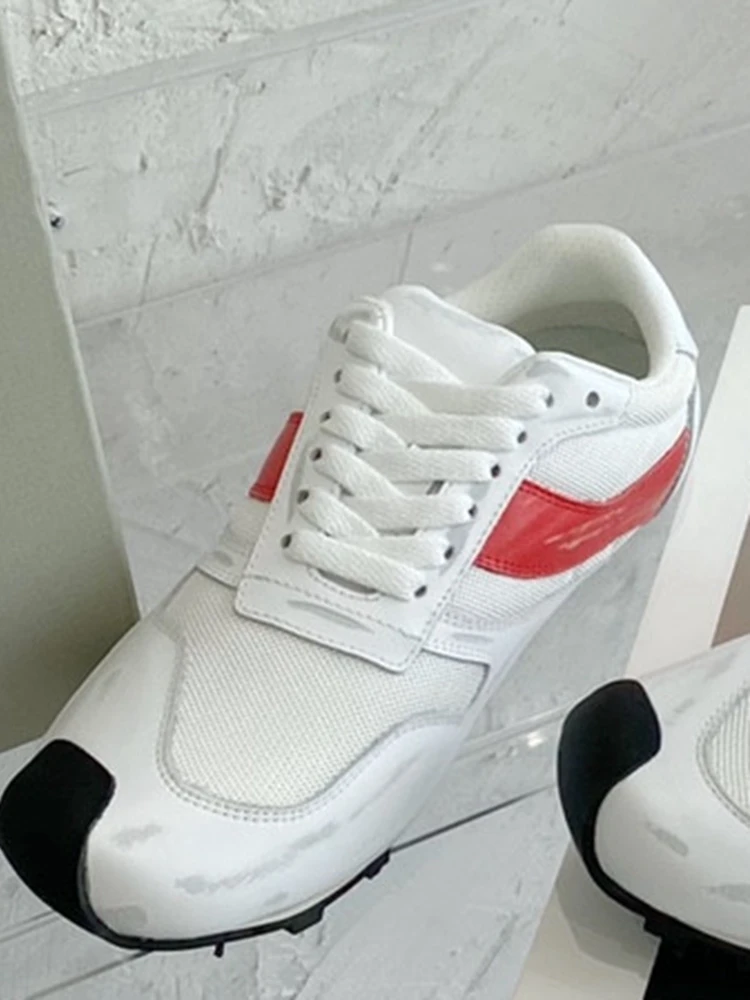 

Women Shoes 2021 Spring and Summer New mar* Color Matching Asymmetric Height Increasing Casual Shoes Old Sports Running Shoes