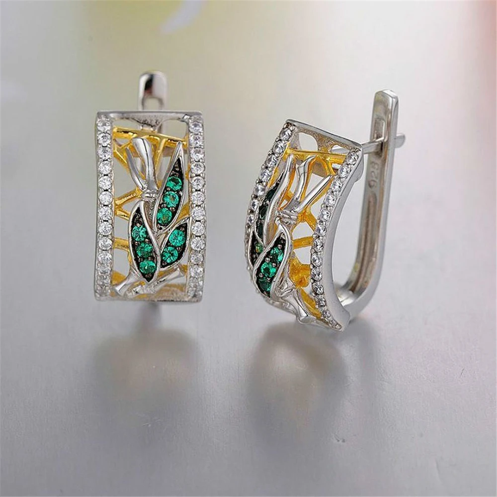 

Luxury Design Jewelry for Women GreenLeaf Crystal Earrings Wedding Vintage Boho Jewelry Valentines Day Gift Pendientes Mujer