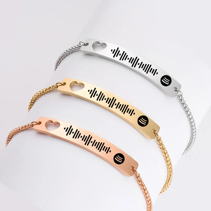 Custom Music Spotify Code Bracelet For Women Men Stainless steel Bracelet Personalized Song Code bracelet Gifts for the new year