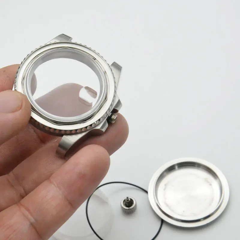 Watch Case 40mm 316L Stainless Steel Case Sapphire Magnifying Glass Window Fits For NH35 Miyota 8215 2813 3804 Movement