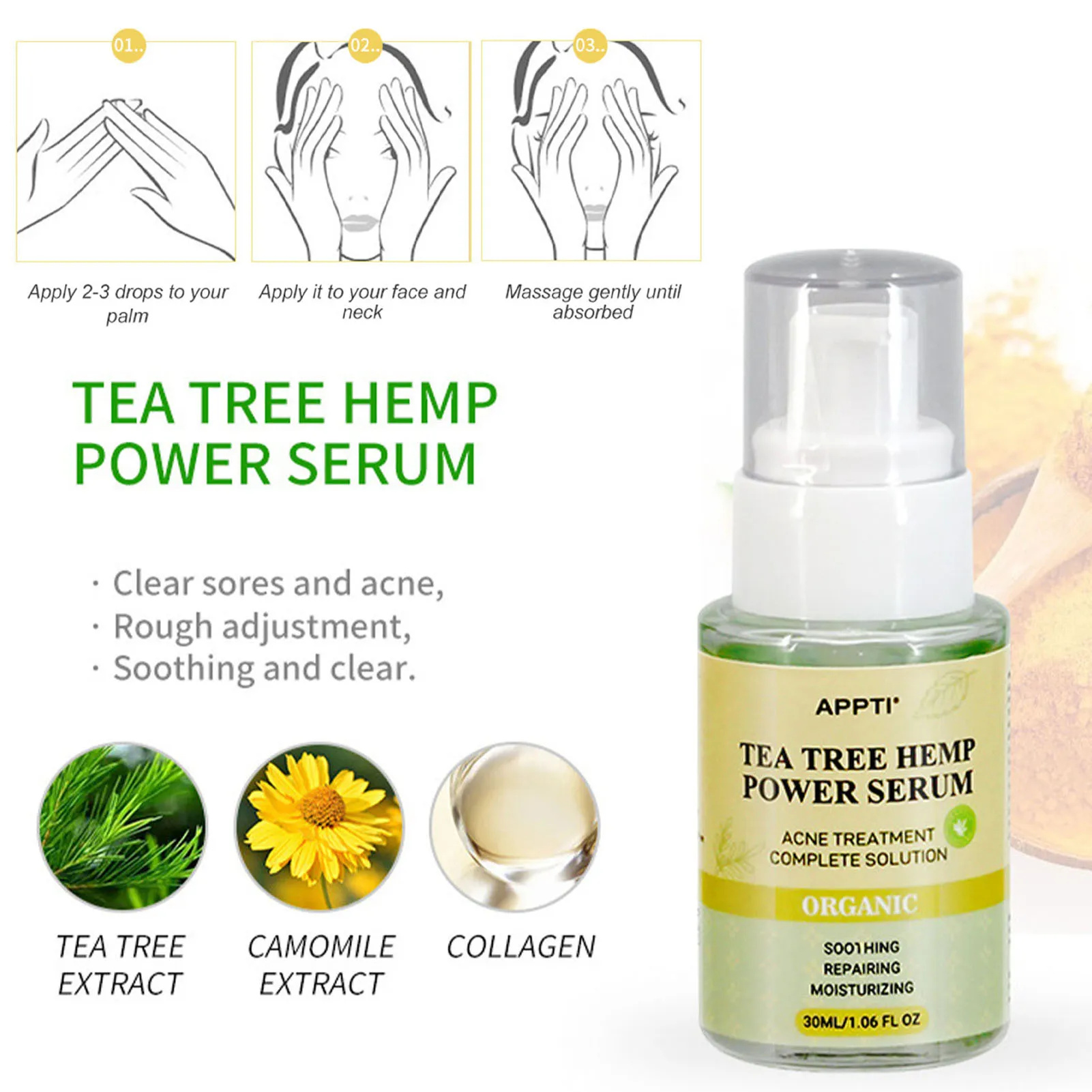 

Tea Tree Essential Oil Hydrating Oil-control Remove Pore Anti-acne Moisturizing Brighten Face Skin Care Product