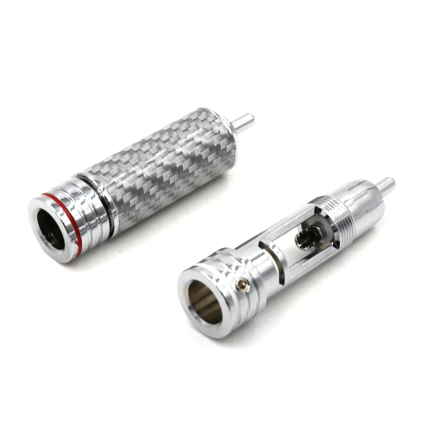 Разъем RCA из углеродного волокна Audiocrast соединительного кабеля с родиевым