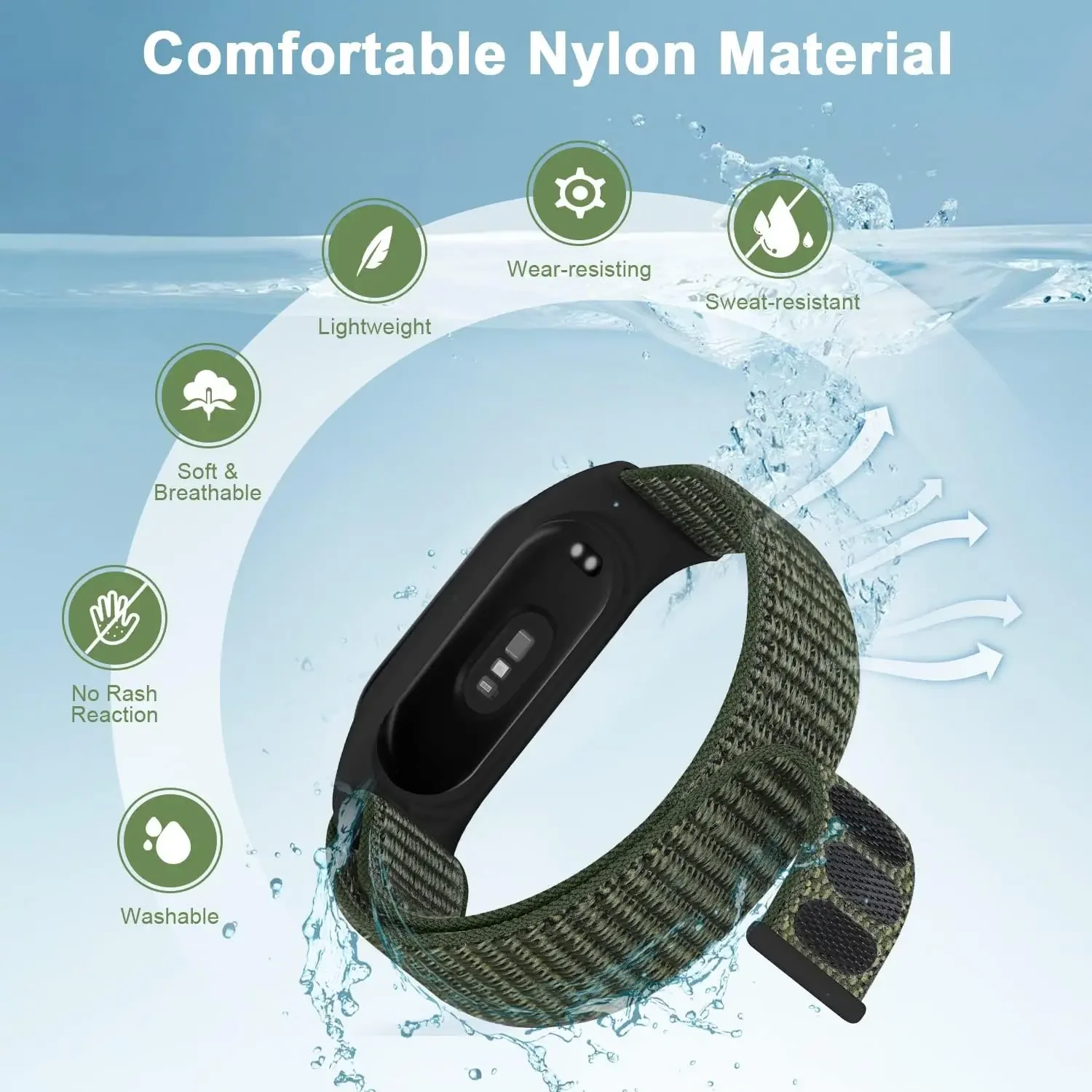 Нейлоновый Спортивный Ремешок Для Часов Совместимый С Xiaomi Mi Band 7/6/5/4/Mi 3 И Amazfit 5