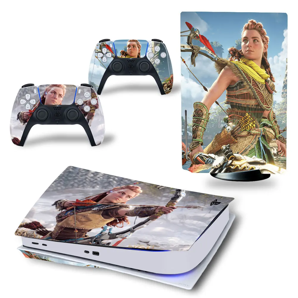 Наклейка для PS5 UHD/CD-ROM версии Horizon Line наклейка консоли PlayStation 5 и 2 контроллера |