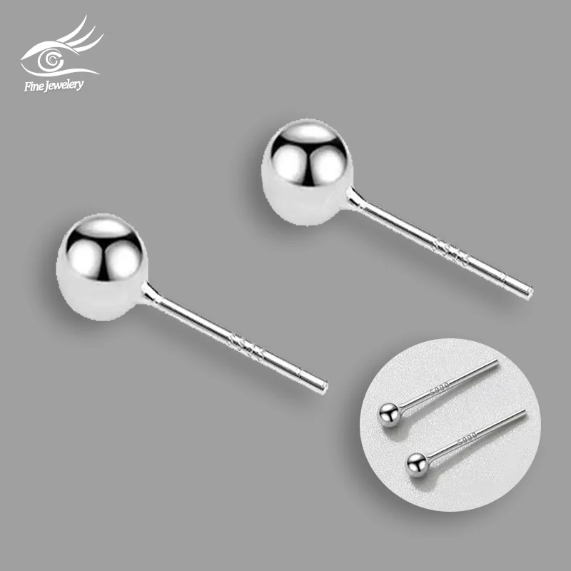 

Real 925 Sterling Silver Beads Screw Stud Earrings For Women Children Baby Girls Kids Mini Minimalist Jewelry