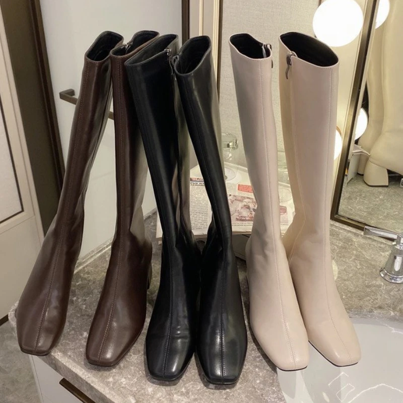 

ботинки женские туфли женские 2022 тренд туфли женские мотоботы Высокие кожаные сапоги, осенние женские модные темпераментные рыцарские сап...