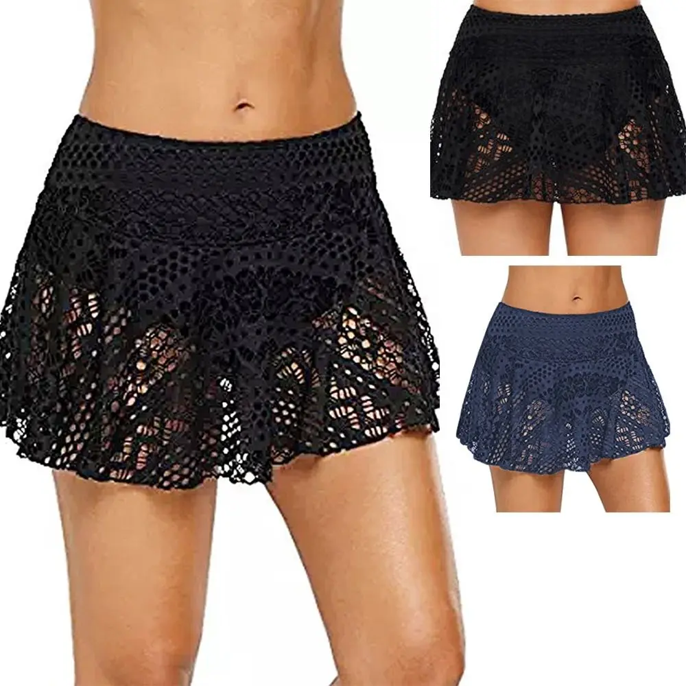 

For Women Swimsuit Monokini High Waist Lace Shorts Skirt Crochet Skirted Short Skirt Swim Bikini Bottoms