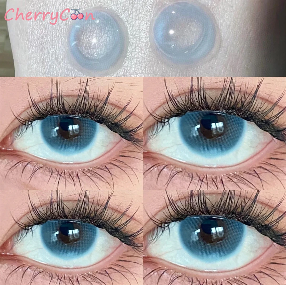 

Спиртовые голубые и серые контактные линзы CherryCon, большие красотные зрачки, ежегодные цветные мягкие контактные линзы для глаз, диоптрии для близорукости