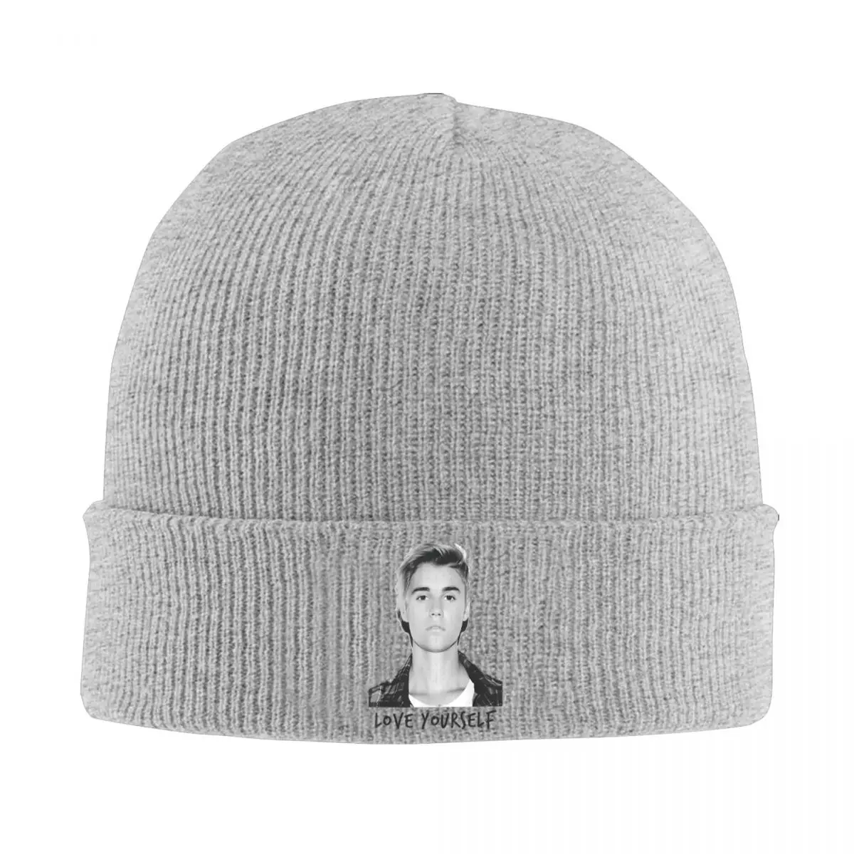 Стильная осенне-зимняя шапка в стиле Джастина Бибера с надписью Love Yourself теплые