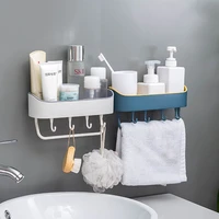 bathroom storage rack shelf with hooks towel holders shampoo bars shower shelf kitchen wall organizer rack bathroom accessories