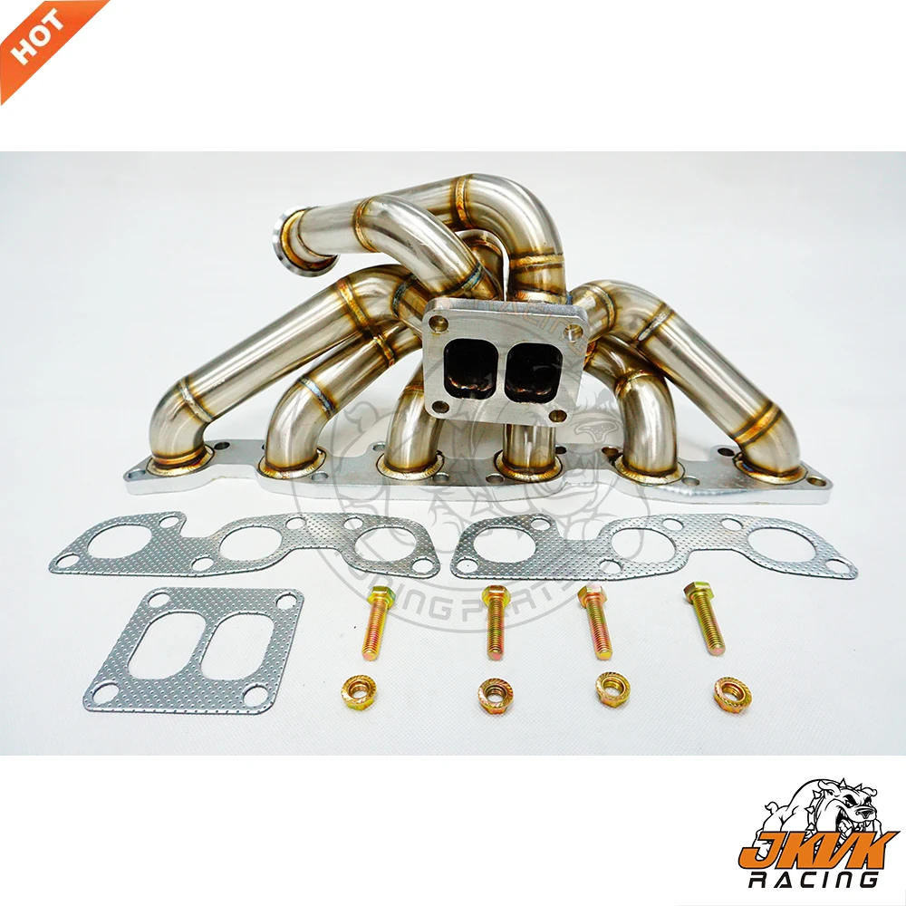 

JKVK RACING 3mm Mild steel R32 R33 R34 RB26DET T4 Divided Turbo Top Mount Manifold with 44mm V band Wastegate Flange