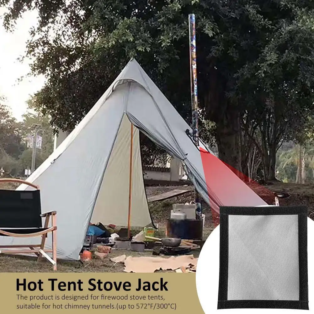 Tent Oven Stove Jack Tube Window Fireproof Pipe Pad Firewood 5.0mm Glass Fiber Removable Tent Accessories