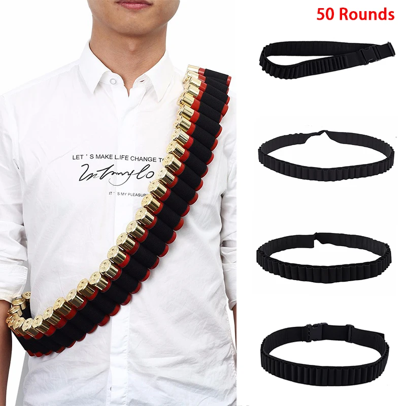 

50 Rounds Shotgun Shell Bandolier Belt Tactical Cartridge Belt Airsoft Bullet Shell Holder Hunting 12 20 Gauge Ammo Pouch Bag