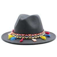 2022 fedoras hats for women men woolen jazz hat flat top cap fashion big brim hat solid autumn and winter fashionable panama cap
