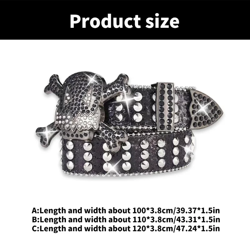 Пояс со стразами пояс с шипами и пряжкой в ​​виде черепа костюмы на талию