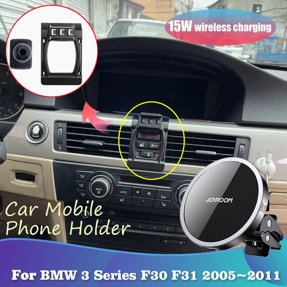 

Mobile Phone Holder for BMW 3 Series E90 E91 E92 E93 2005~2011 Magnetic Air Vent Clip Support Wireless Charging Tray Accessories