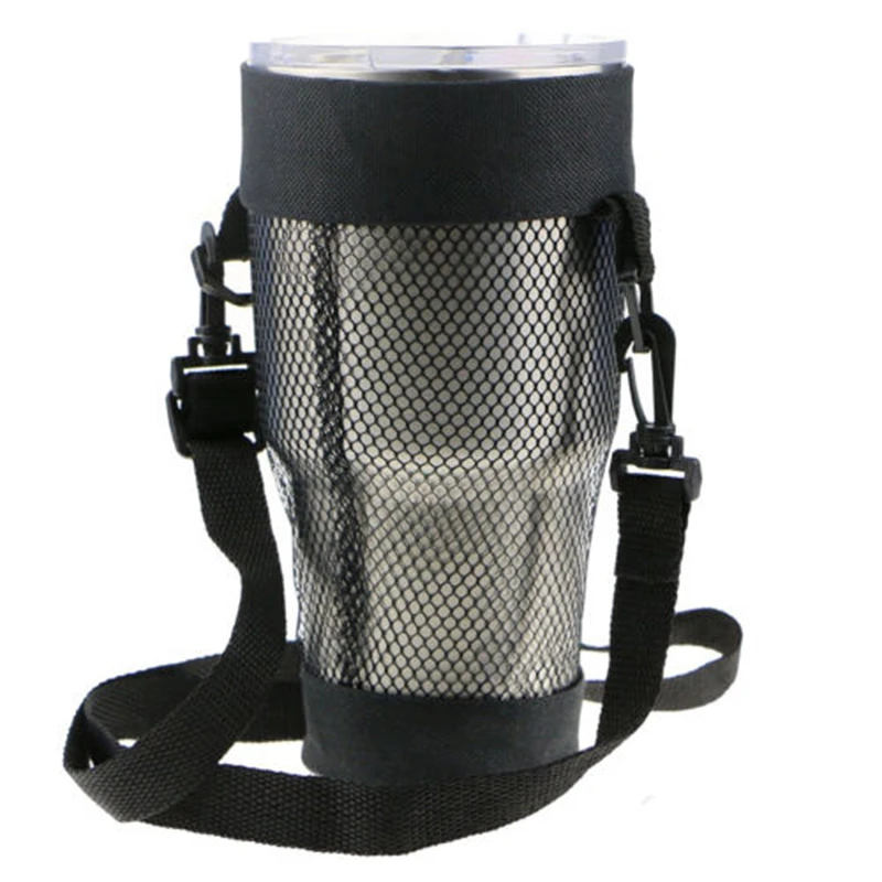 

Cup Mug Holder Bag Water Bottle Carry Mesh Net Bag Portable Cup Pouch With Detachable Strap For Walking Running Hiking Biking