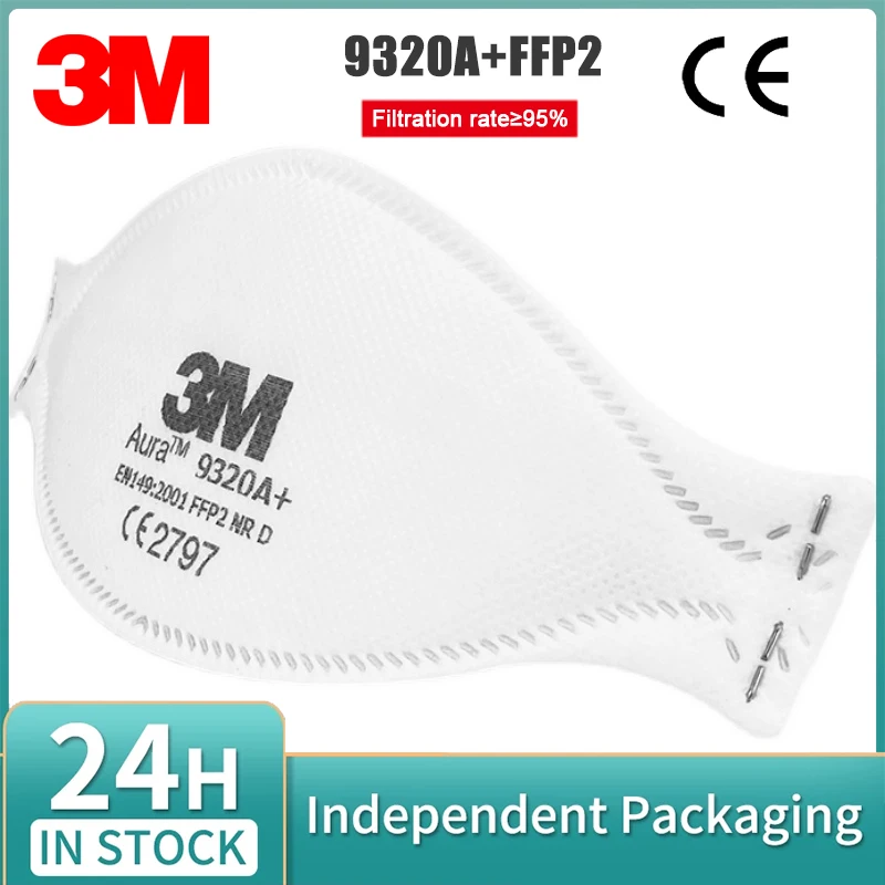 

3M Aura 9320A+ 9322 FFP2 Dust Mask Individual Anti PM2.5 Welding Safety Respirator Anti-Smog Particulates Headband Face Masks