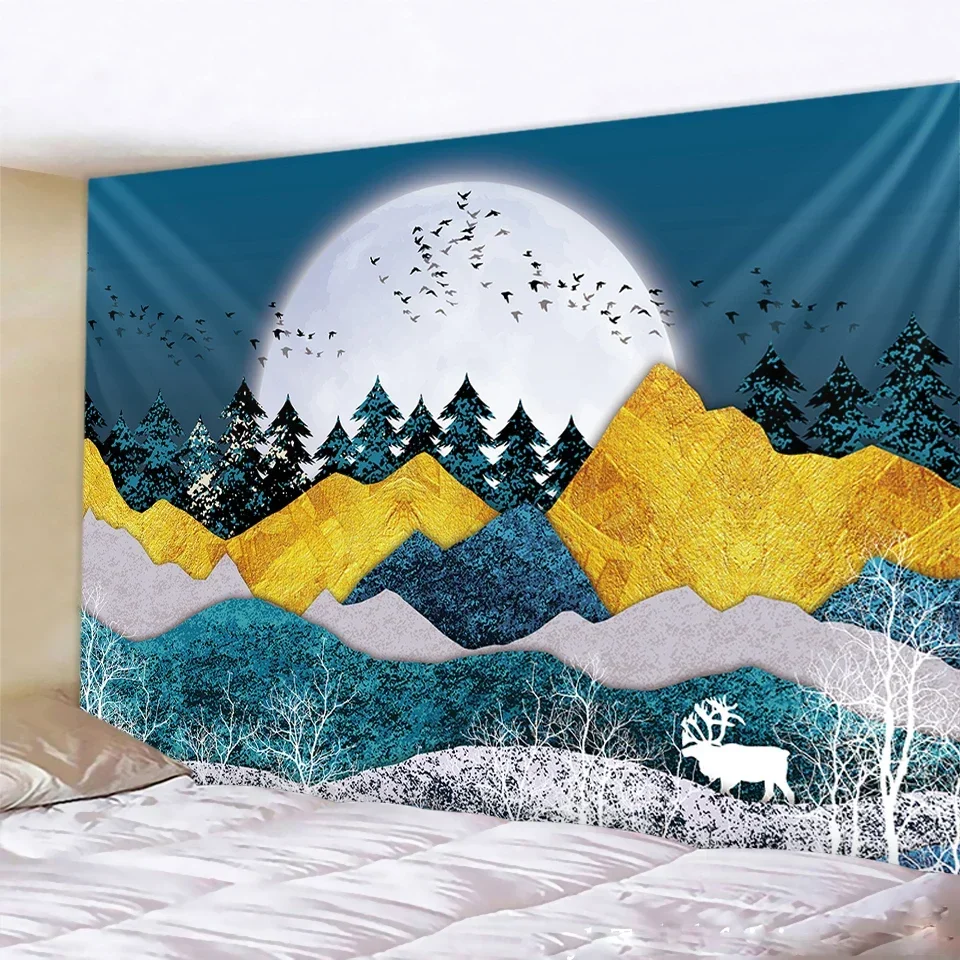 Красивый настенный гобелен в виде леса для гостиной искусство Мандала фон ткань