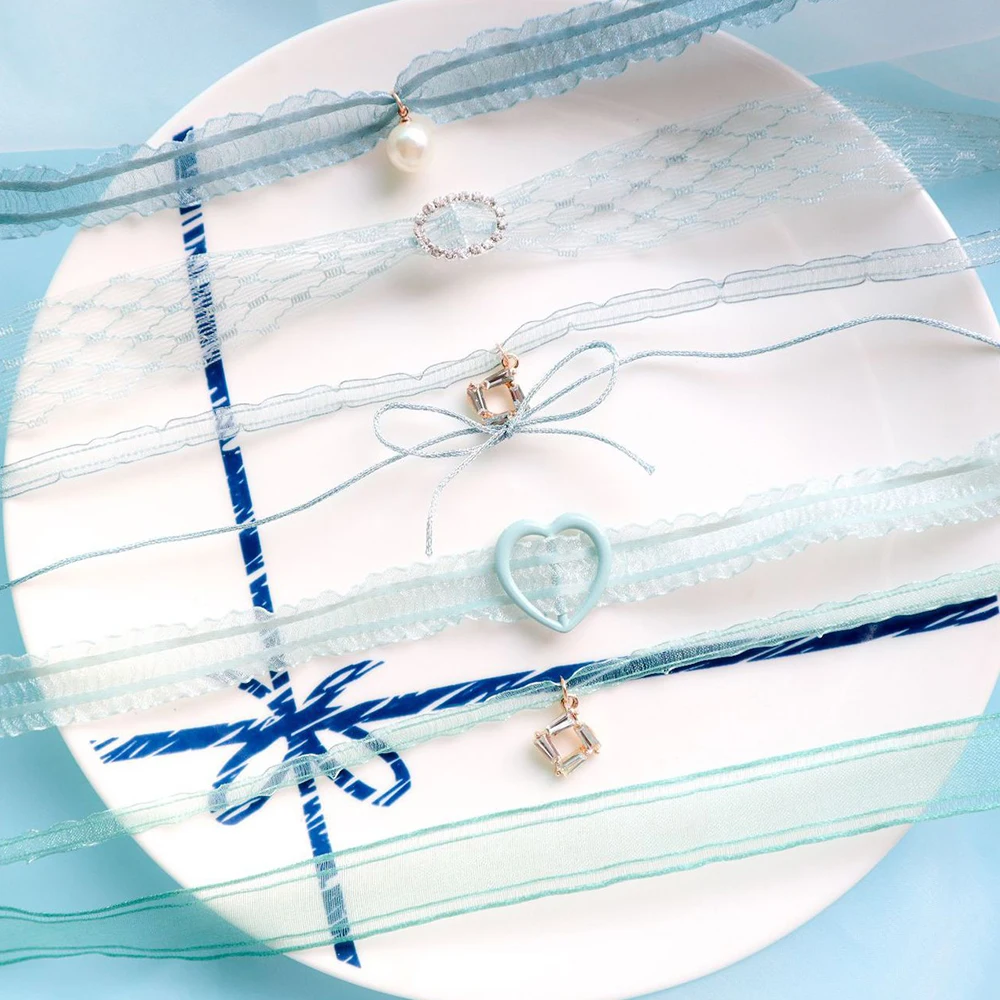 

Весенне-летняя зеленая кружевная короткая чокер, ожерелье из жемчуга, кристальная квадратная подвеска, цепочка на воротник, ожерелья для же...