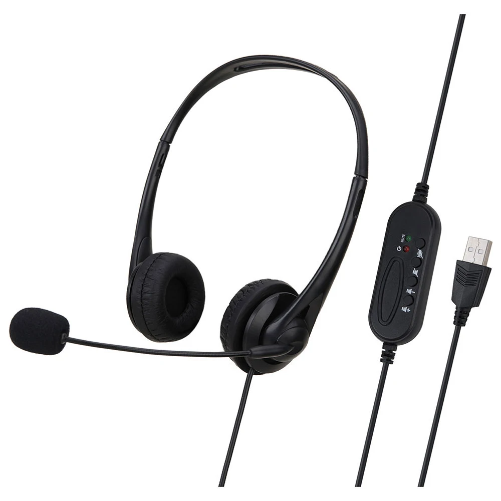 Wired PC Computer Laptop 3.5mm USB Headphone With Noise Cancelling Microphone For Chat Network Teaching Video Conference