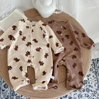 2022 baby autumn new long sleeve romper fashion bear print newborn casual clothes cotton toddler baby boy girl cartoon jumpsuit