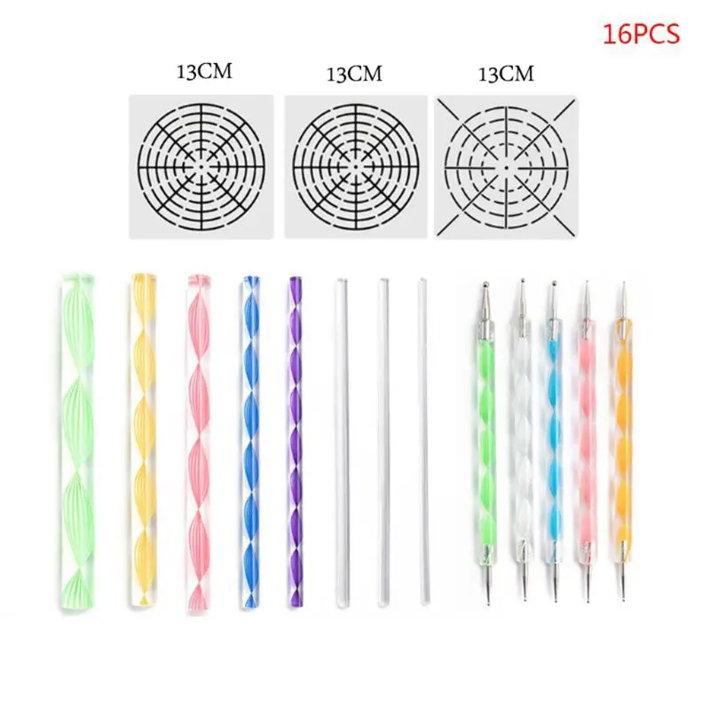 

2021 New 16pcs/set Mandala Dotting Tools Kit for Painting Rock Stone Pottery Acrylic Rods Sculpture Stencil