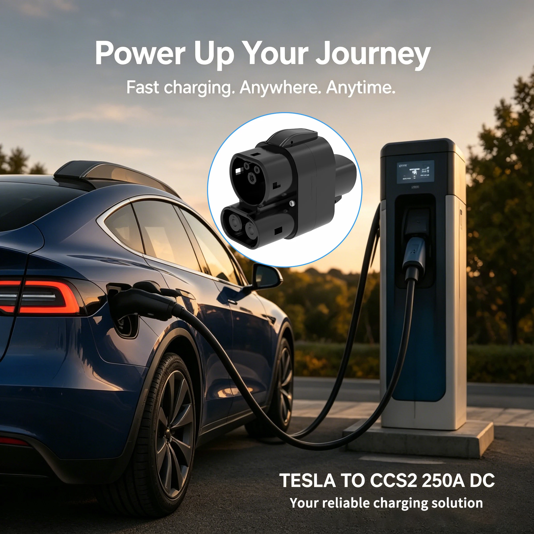 Адаптер WUFEN Tesla - CCS2 DC, конвертер для быстрой зарядки NACS - CCS2, 250А 250кВт, для электромобилей CCS2 (art.: 3920daf3df412) - 3920daf3df412