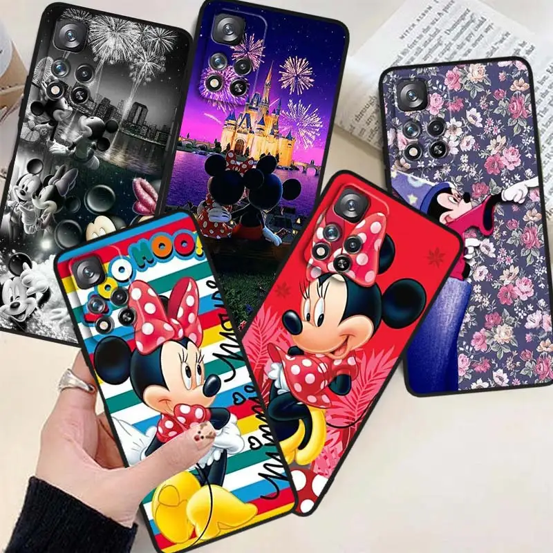 

Disney Minnie Mickey Mouse Phone Case For Xiaomi Redmi Note 12 11E 11S 11 11T 10 10S 9 9T Trubo Pro Speed Plus 5G Black Cover