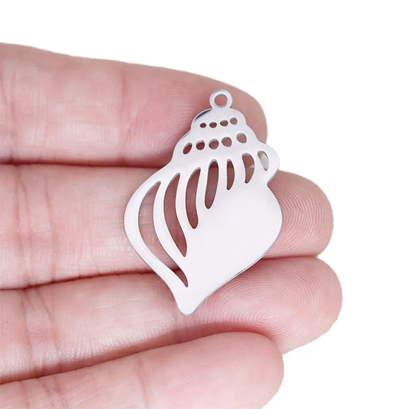 

WZNB 5Pcs Conch Shell Charms for Jewelry Making Ocean Animal Stainless Steel Pendant Diy Earring Necklace Accessories Material