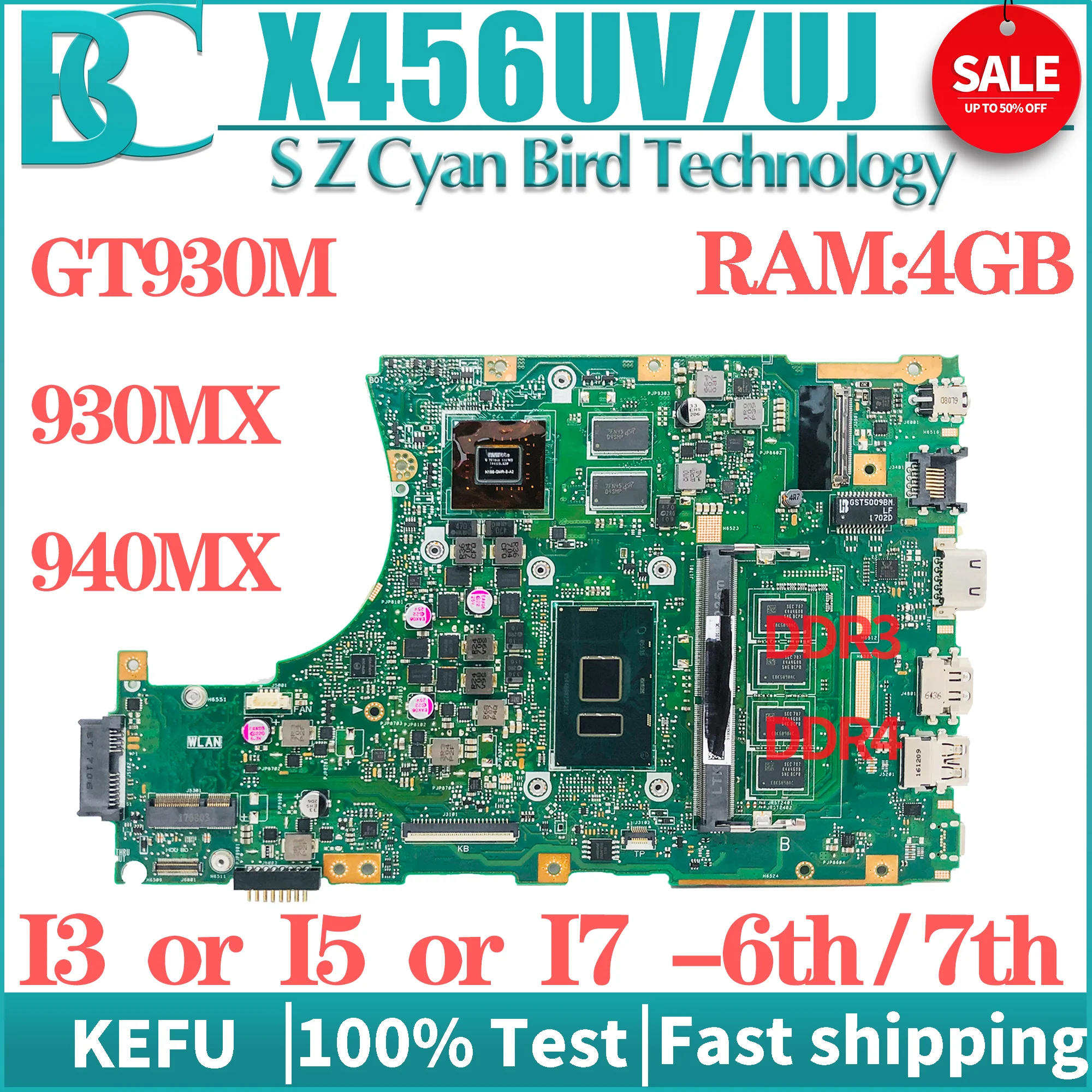 

Mainboard X456UV For ASUS X456UJ X456U X456UVK X456UQK A456U X456UB F456U X456UQ X456UA Motherboard I3 I5 I7 GT930M/930MX/940MX