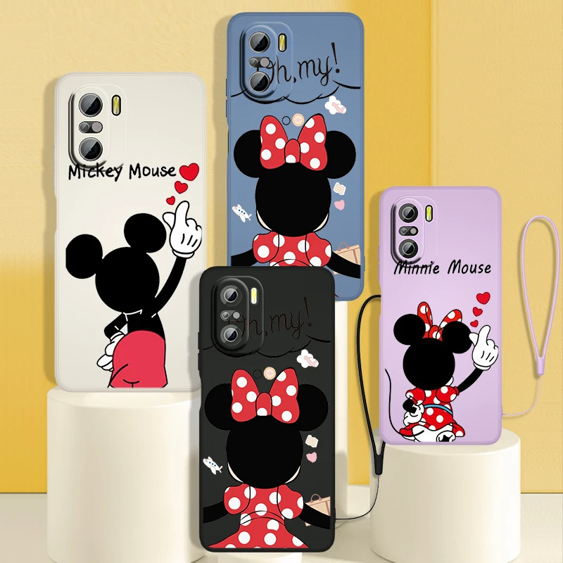 

Mickey Minnie Mouse Disney Phone Case For Redmi K50 K40 Gaming K30 K30S 10 10C 10X 9A 9 9T 9C 9AT 8 8A 5G Liquid Rope Cover