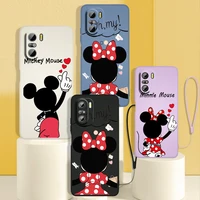 mickey minnie mouse disney phone case for redmi k50 k40 gaming k30 k30s 10 10c 10x 9a 9 9t 9c 9at 8 8a 5g liquid rope cover