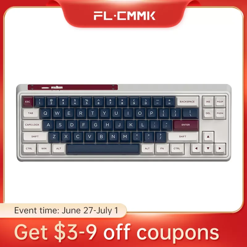 

FL · ESPORTS CMK68-SAM механическая клавиатура с тремя режимами, 68 клавиш, RGB, горячая замена, 2,4G, беспроводная, Bluetooth, проводная, Win/Mac/iPad