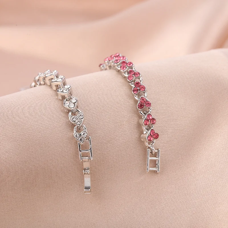 

2022 New Ins Bracelet For Women Simple Niche Temperament Inlaid Heart-shaped Rhinestone Bracelet Personality Fashion Jewelry