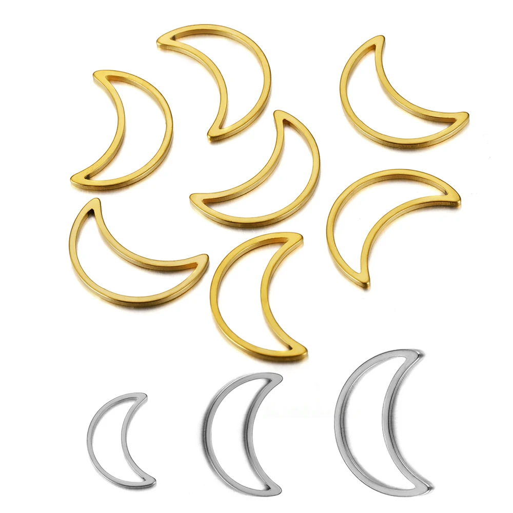 

10/20pcs Stainless Steel Hollow Out Moon Charm Pendants Bezels Mold Bezel for Earrings Jewelry Making DIY Metal Keychain