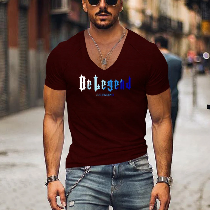 

Футболка мужская летняя с V-образным вырезом и коротким рукавом