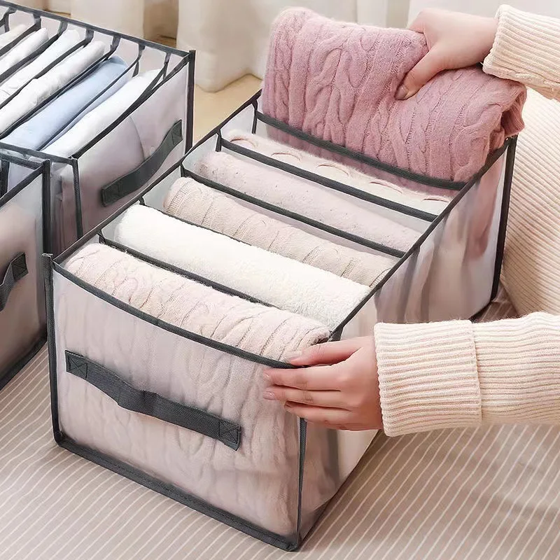 

Jeans Storage Box Clothes Pants Storage Artifact Sweater Compartment Box Layered Household Multifunctional Wardrobe Partition