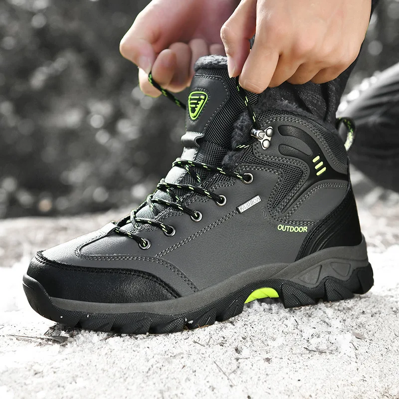 Men's Winter Sneakers 2022 New Plus Velvet Warm Cotton Shoes Trekking Hiking Shoes Camping Outdoor Climbing Male Sneakers