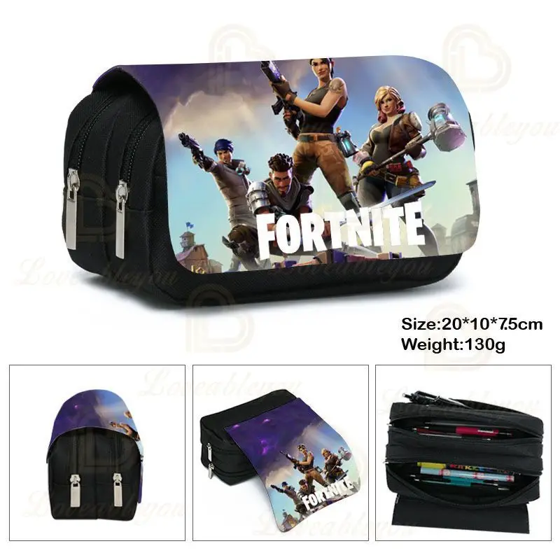 Fortnite Large Capacity Battle Game Pencil Case ChildrenSupplies Canvas Pencil Bag Kids Double Layer Pen Box Bag Students Gift