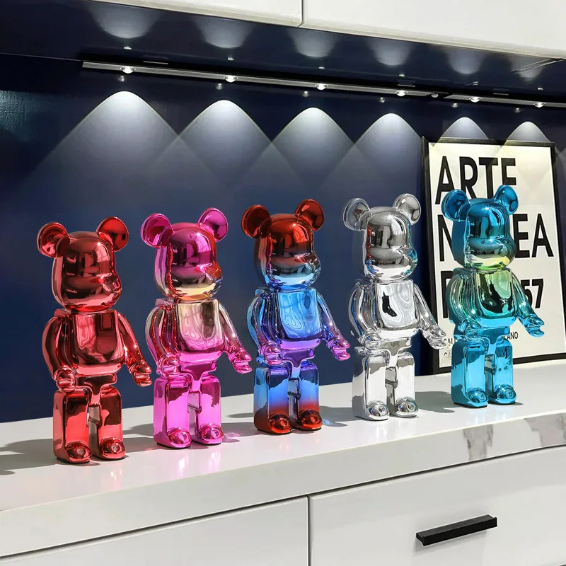 

26CM 400%Bearbrick Creative Electroplating Violent Bear Sculpture Figurines for Interior Home Decor Living Room Decoration Gift