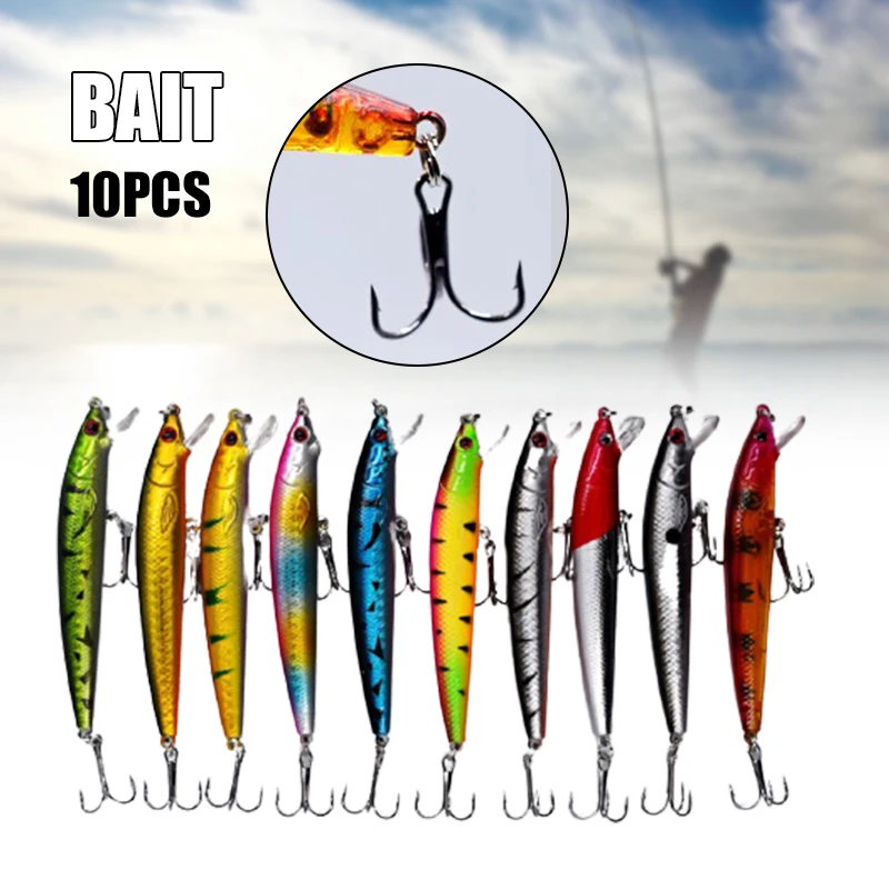 

10 PCS Fake Fish Lure Coated With Reflective Uv Active Clear Coat Can Be Used As A Perfect Gift For Father