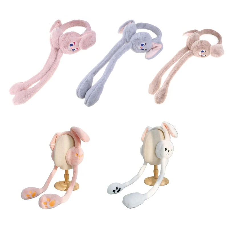 

Winter Earmuffs For Girls Creative Cute Moving Rabbit Ears Earmuffs Student