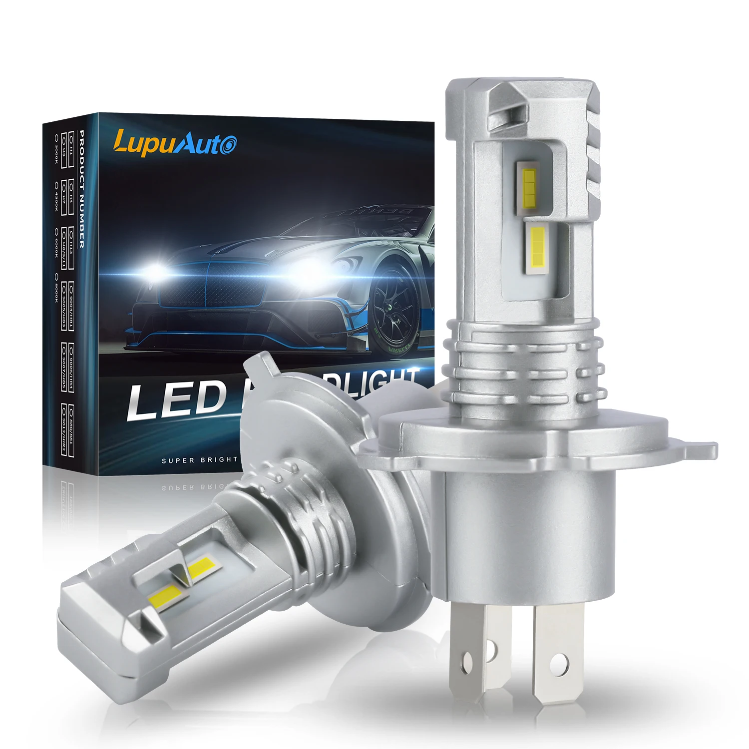 1/2X 16000LM LED H4 9003 LED Canbus Headlight Bulb CSP Fanless With High & Low Beam for Car Motorcycle Auto Lupuauto