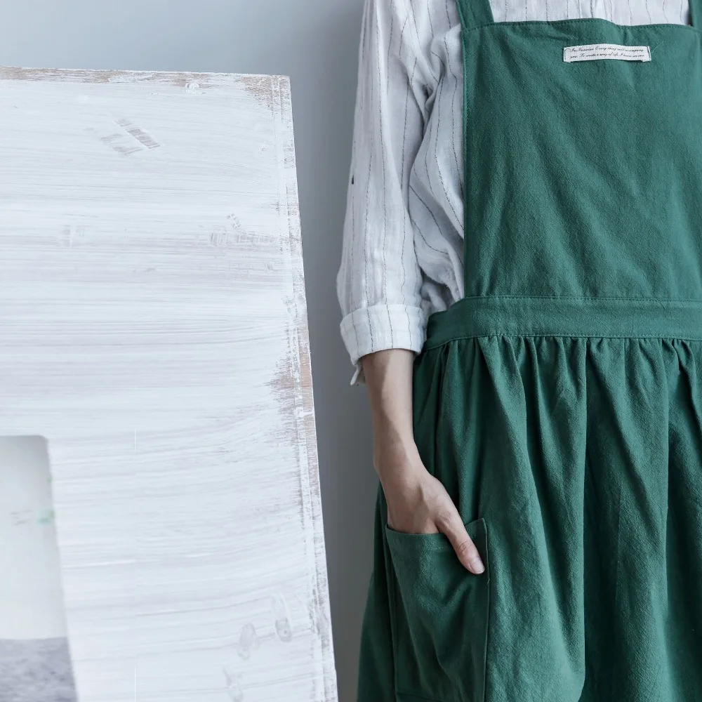 Washed Cotton Women Kitchen Cooking Apron Coffee Shop Hotel Gardener BBQ Pinafore Overall | Дом и сад